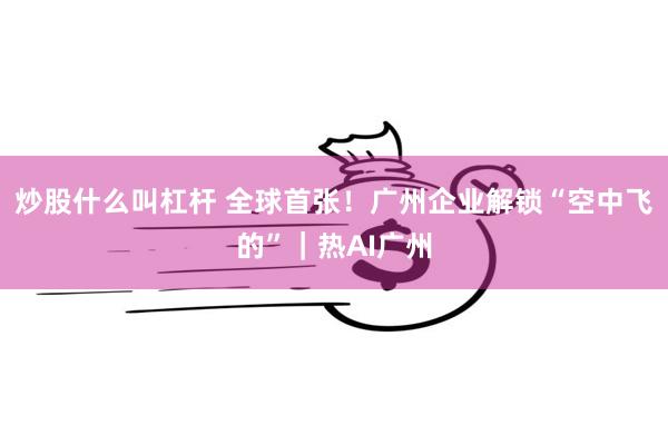 炒股什么叫杠杆 全球首张！广州企业解锁“空中飞的”｜热AI广州